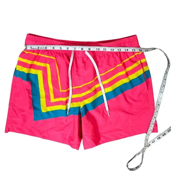 🌴 Maamgic Men’s Retro Swim Trunks – Size M – Neon Pink with Stripes - Picture 5 of 8